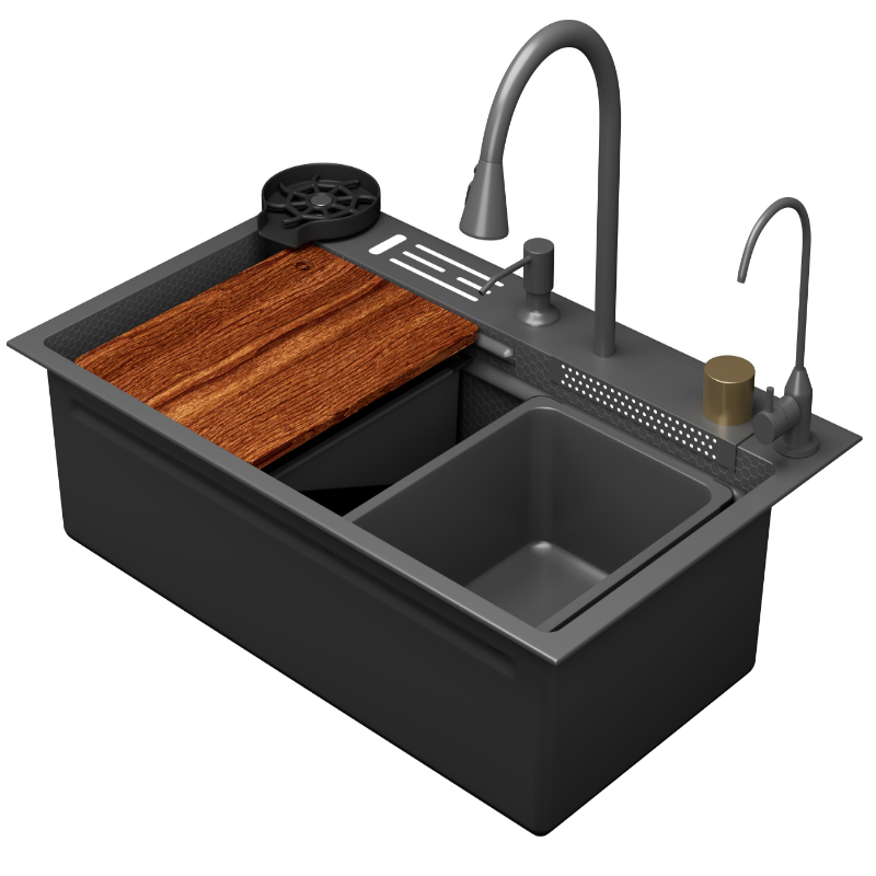 Изображение товара Мойка кухонная D&K DKS754606 75 см из нержавеющей стали с комплектом аксессуаров