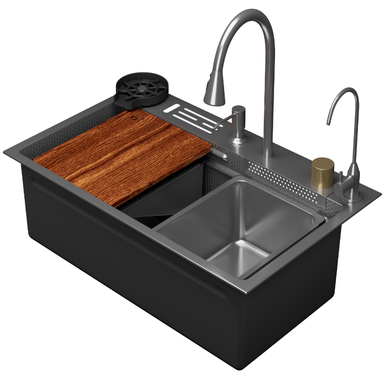 Изображение товара Мойка кухонная D&K DKS754604 75см с комплектом аксессуаров из нержавеющей стали сатин