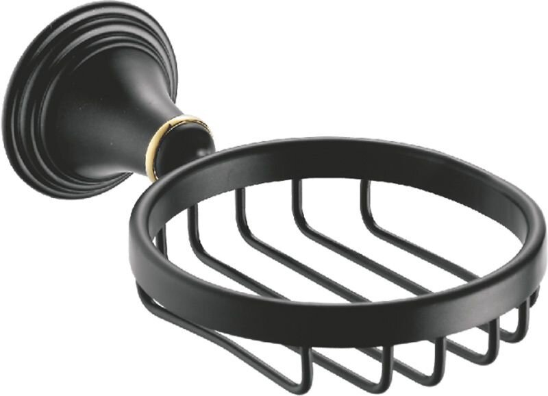 Изображение товара Мыльница Fixsen Luksor FX-71609B настенная черная с золотыми элементами