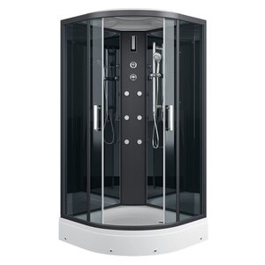 Изображение товара Душевая кабина Erlit Eclipse ER571017-C2-RUS, 100 x 100 см, поддон средний, с подсветкой, стекло тонированное, профиль черный