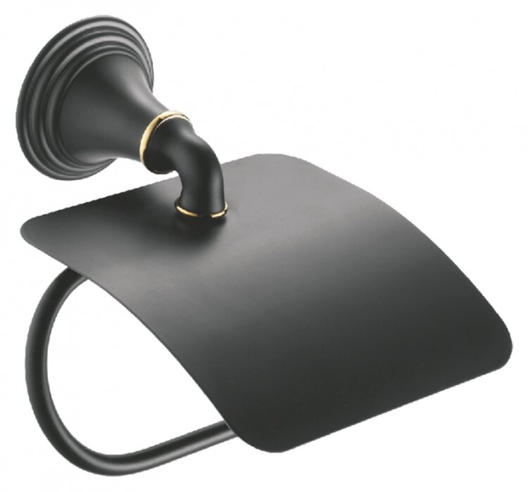 Изображение товара Держатель туалетной бумаги Fixsen Luksor FX-71610B с крышкой, черный, настенный