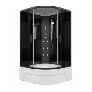 Изображение товара Душевая кабина Erlit Eclipse ER571026-C2-RUS, 100 x 100 см, поддон средний, с подсветкой, стекло тонированное, профиль черный