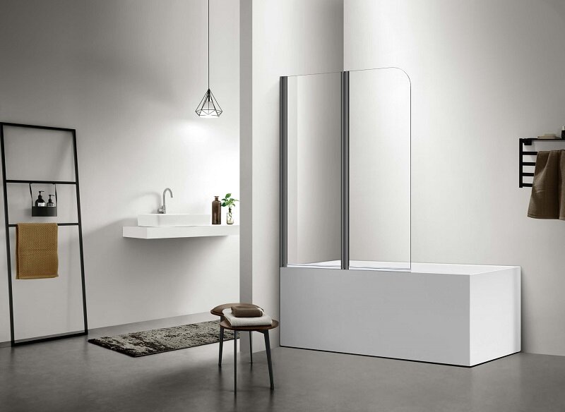 Изображение товара Шторка на ванну Aquatek Дельта AQ DEL SBA 10015GM 100 см стекло прозрачное оружейная сталь