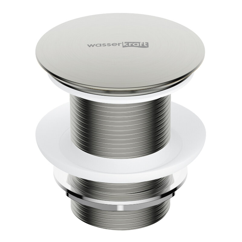 Изображение товара Донный клапан Wasserkraft A342 Push-up с переливом никель Германия