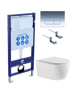 Изображение товара Инсталляция Aquatek Standard 50 SET AQUATEK ЕВРОПА cmp016, с безободковым унитазом Европа AQ1106-00 с сиденьем soft close, белый, клавиша хром