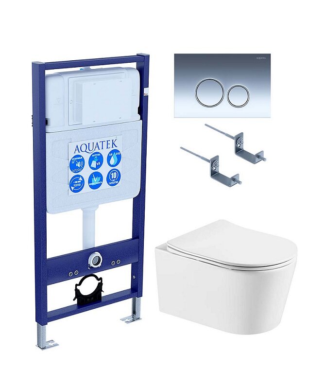 Изображение товара Комплект инсталляции Aquatek Standard 50 с унитазом ОБЕРОН и панелью хром