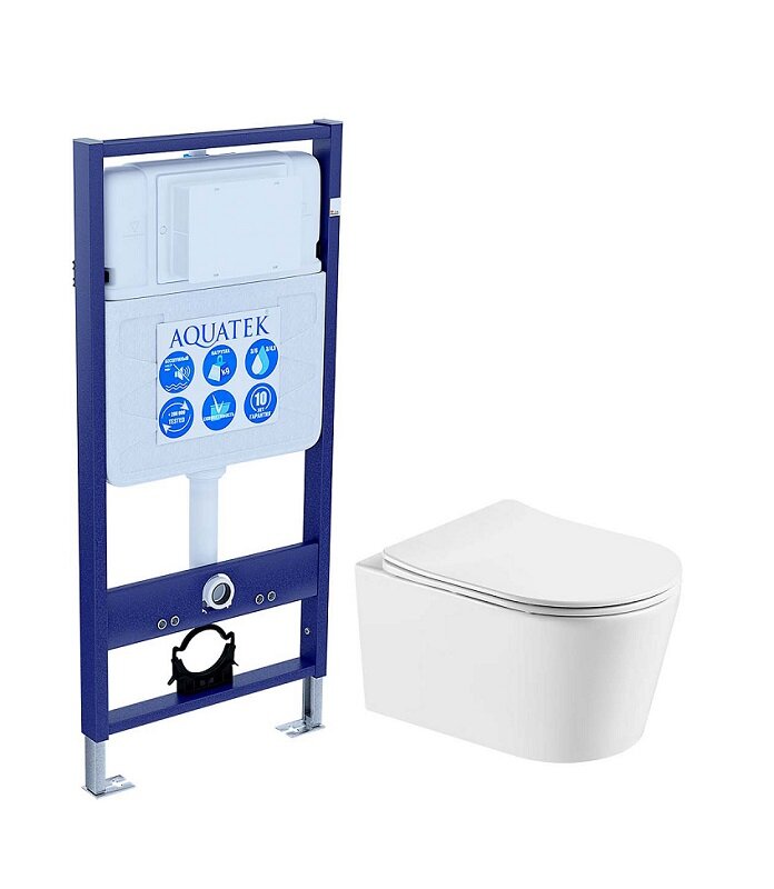 Изображение товара Инсталляция Aquatek Standard 50 SET с безободковым унитазом Оберон AQ1365T-00