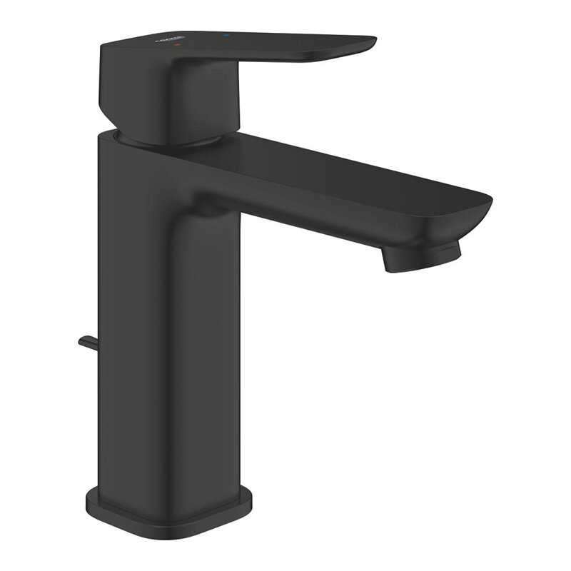 Изображение товара Смеситель для раковины Grohe Cubeo с донным клапаном и черным матовым покрытием