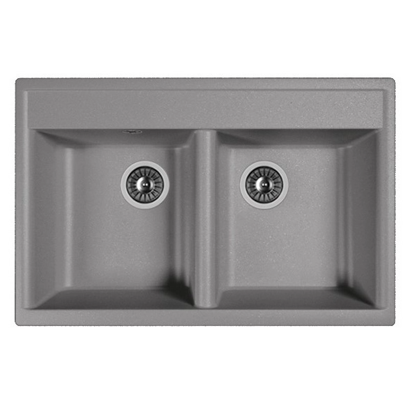 Изображение товара Мойка кухонная Dr. Gans Астра из литьевого мрамора 78 см, накладная, серый цвет