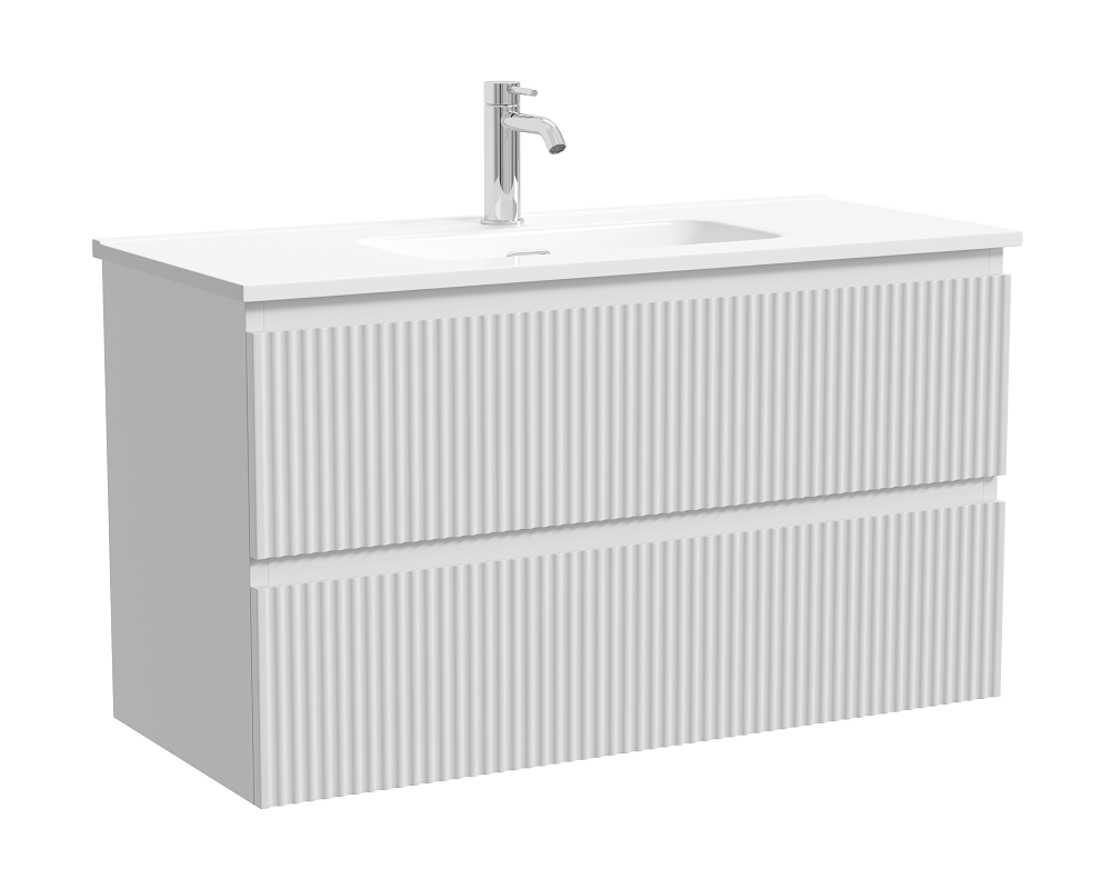 Изображение товара Тумба под раковину Sancos Snob R с ящиками 89x39 см подвесная белая Изображение товара Тумба под раковину Sancos Snob R с ящиками 89x39 см подвесная белая