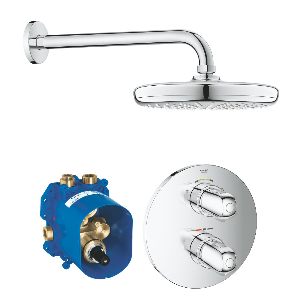 Изображение товара Душевая система Grohe Grohtherm 1000 с термостатом и верхним душем 210 мм Изображение товара Душевая система Grohe Grohtherm 1000 с термостатом и верхним душем 210 мм