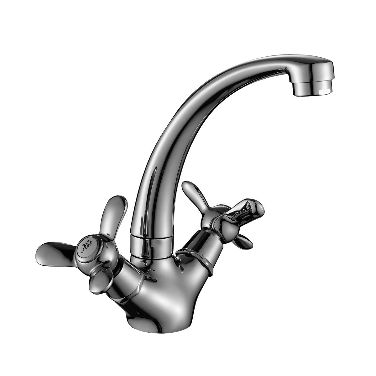 Изображение товара Смеситель для кухонной мойки Rossinka Q02-64 хром механизм керамическая кран-букса гарантия 7 лет