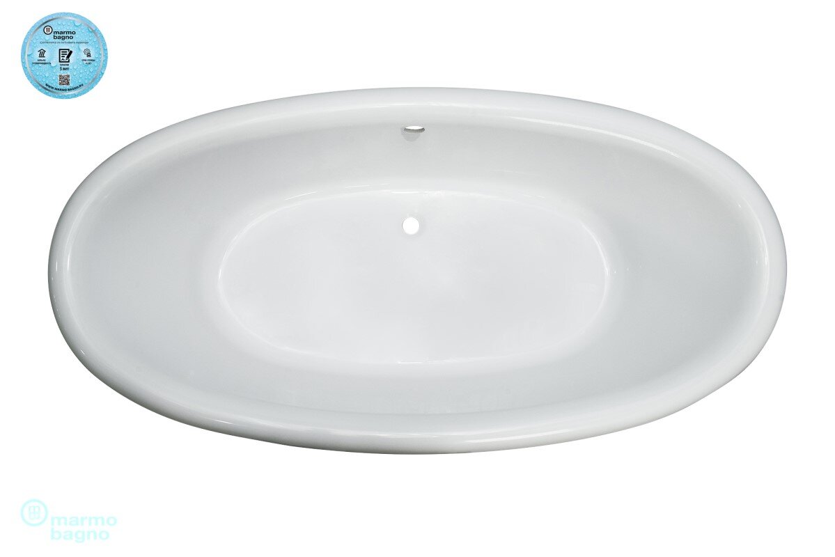 Изображение товара Ванна из искусственного камня Marmo Bagno Аззуро 180x90 см с гарантией 5 лет