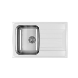 Изображение товара Кухонная мойка Dr. Gans Дуэт 76 см из литого мрамора и нержавейки белая