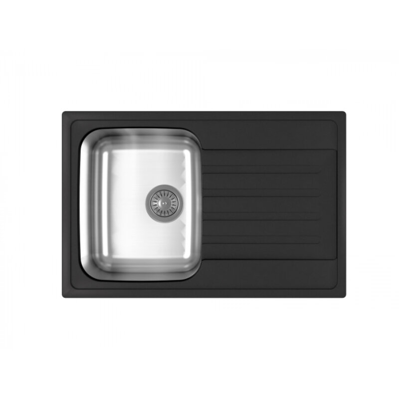 Изображение товара Кухонная мойка Dr. Gans Дуэт 76 см из литого мрамора и нержавейки черная