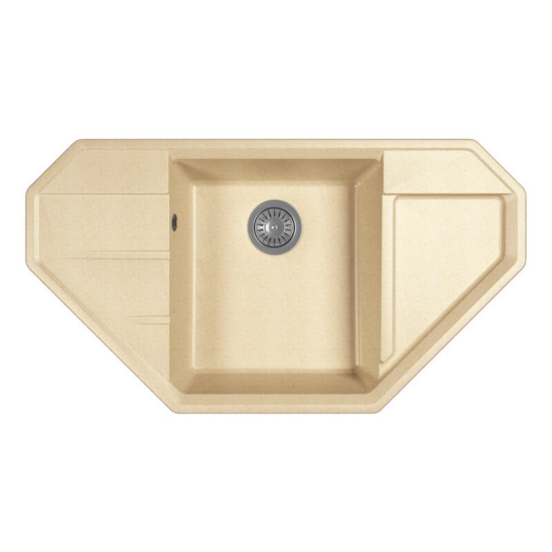 Изображение товара Кухонная мойка Dr. Gans Крона из литого мрамора 91 см угловая матовая бежевый