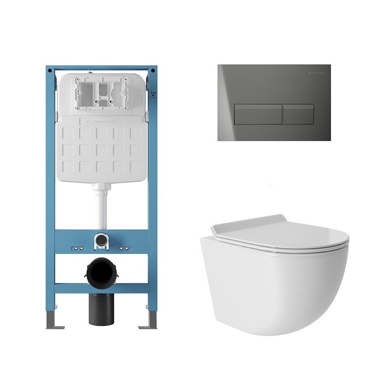 Изображение товара Комплект Aqueduto AQDS246T безободковый унитаз Ovo Plusе и инсталляция Tecnica Novo