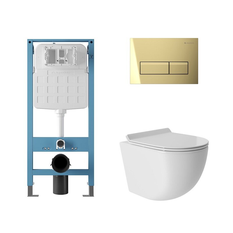 Изображение товара Комплект Aqueduto AQDS250T инсталляция безободковый унитаз Ovo с микролифтом