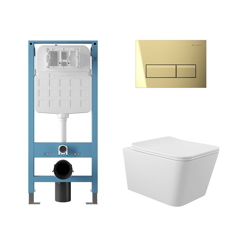 Изображение товара Комплект Aqueduto AQDS252 безободковый унитаз Macio инсталляция Tecnica Novo белый