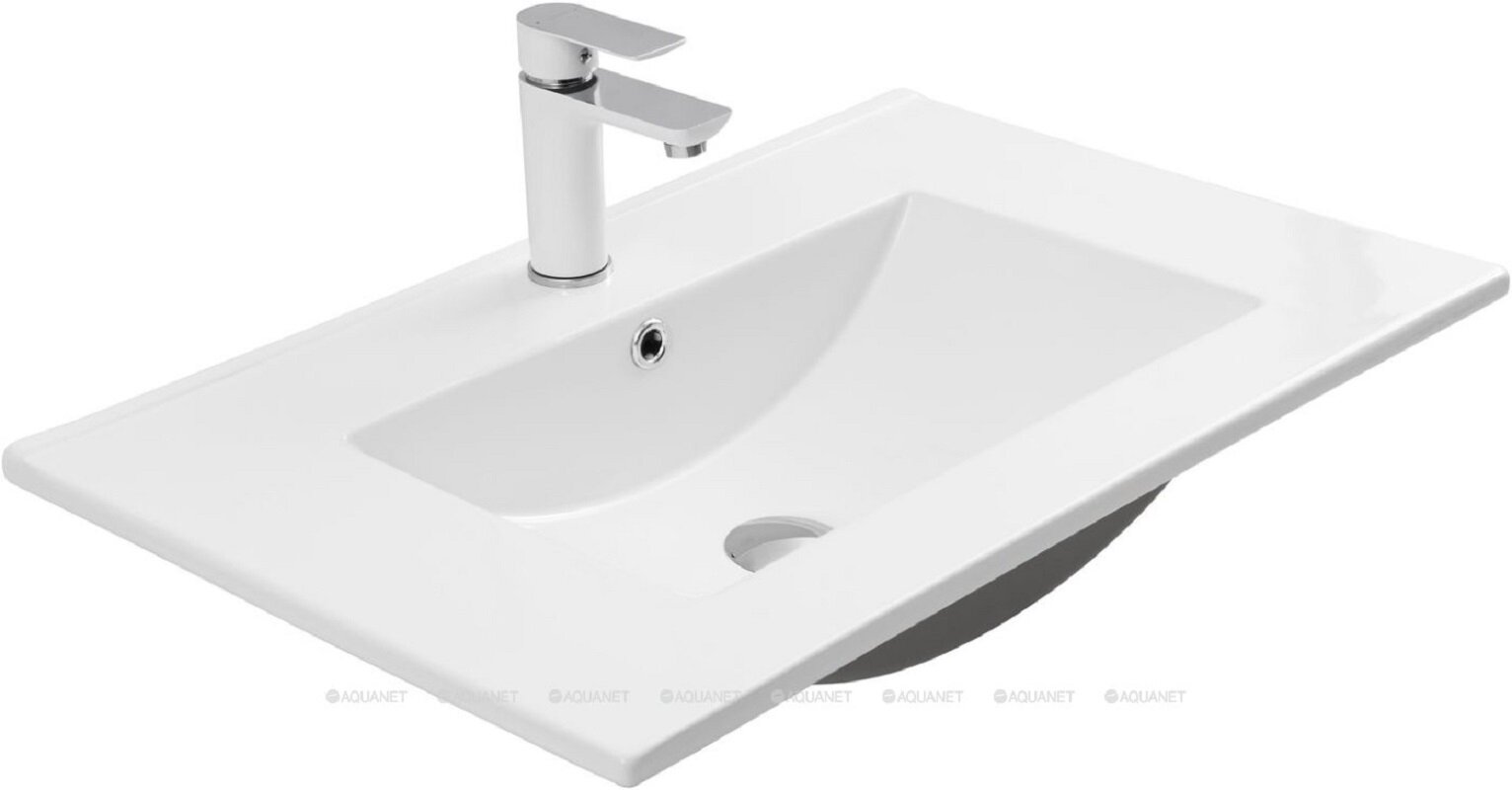 Изображение товара Раковина Aquanet Flow 00347430 70 см, фарфор, белая, универсальная Изображение товара Раковина Aquanet Flow 00347430 70 см, фарфор, белая, универсальная
