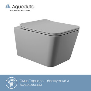 Изображение товара Подвесной унитаз Aqueduto Macio Tornado MACT2130, безободковый, с сиденьем микролифт, серый матовый