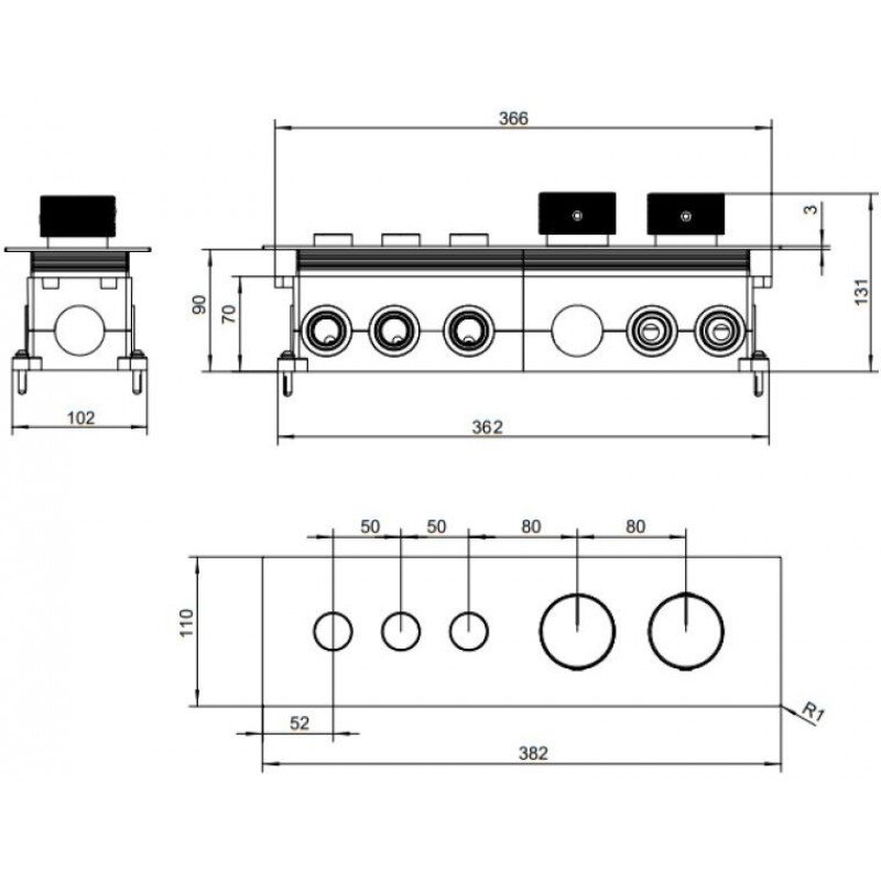 Изображение товара Смеситель для душа Allen Brau Liberty 5.33003-MG термостатический, скрытая установка, графит браш