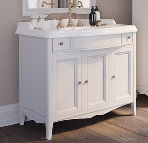 Изображение товара Тумба с раковиной Tiffany World Veronica Nuovo 105x56x81 см белая с бронзовыми ручками