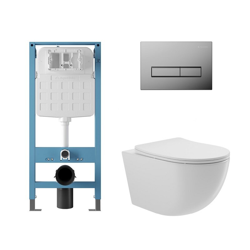 Изображение товара Комплект Aqueduto AQDS323T с безободковым унитазом и инсталляцией