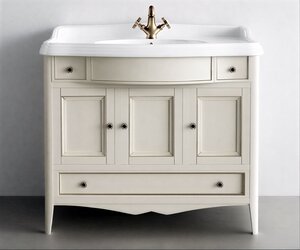 Изображение товара Тумба с раковиной Tiffany World Veronica VER6105-V+AR874bi*1 105*56*81 см, цвет белый (vintage), ручки: riflesso бронза