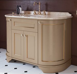 Изображение товара Тумба с раковиной Tiffany World York YOR4130-PO+S53 bi 129*58*86 см, цвет бежевый (pennellato), ручки: бронза