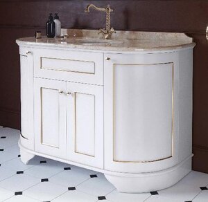 Изображение товара Тумба с раковиной Tiffany World York YOR4130-BO+S53 bi 129*58*86 см, цвет белый (bianco), ручки: бронза, декор: oro antico