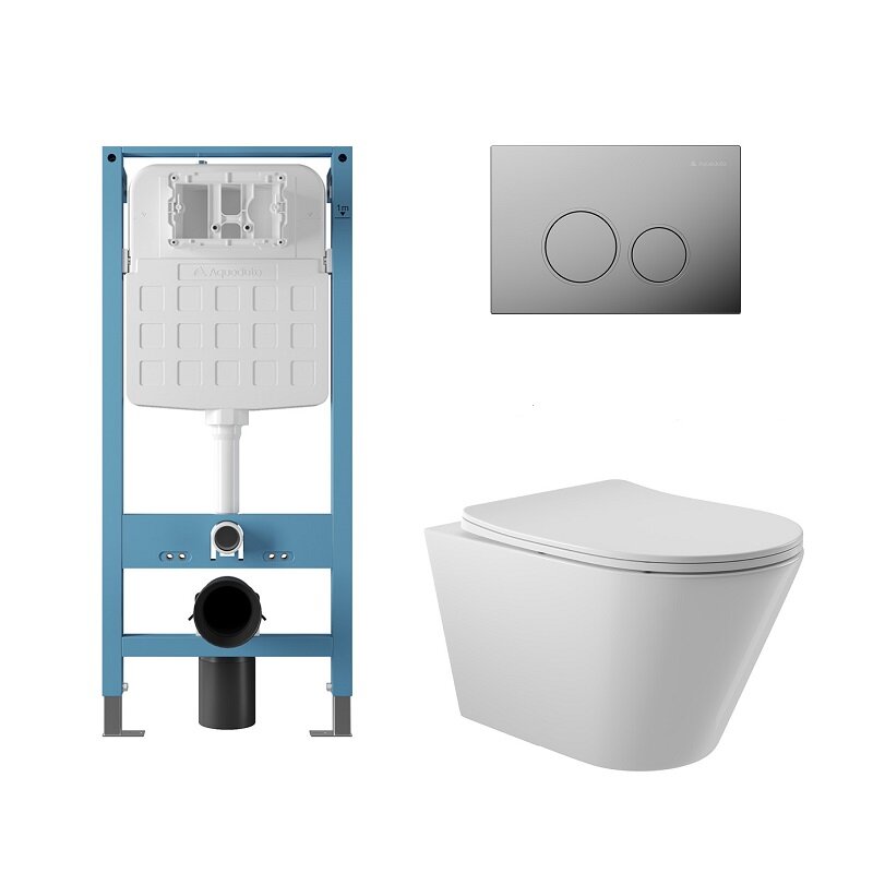 Изображение товара Комплект Aqueduto AQDS337T безободковый унитаз Cone Tornado инсталляция Novo