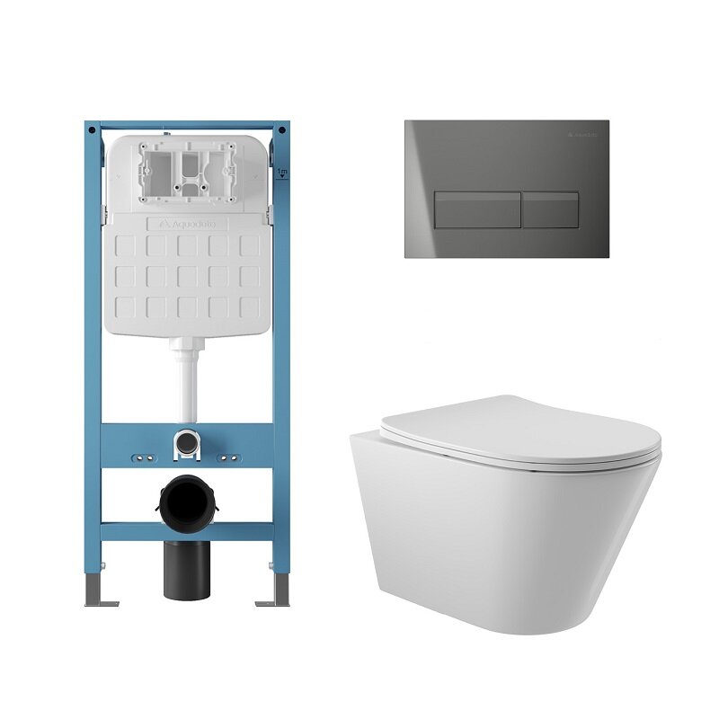 Изображение товара Комплект Aqueduto AQDS351T с безободковым унитазом Cone Tornado и инсталляцией Tecnica Novo
