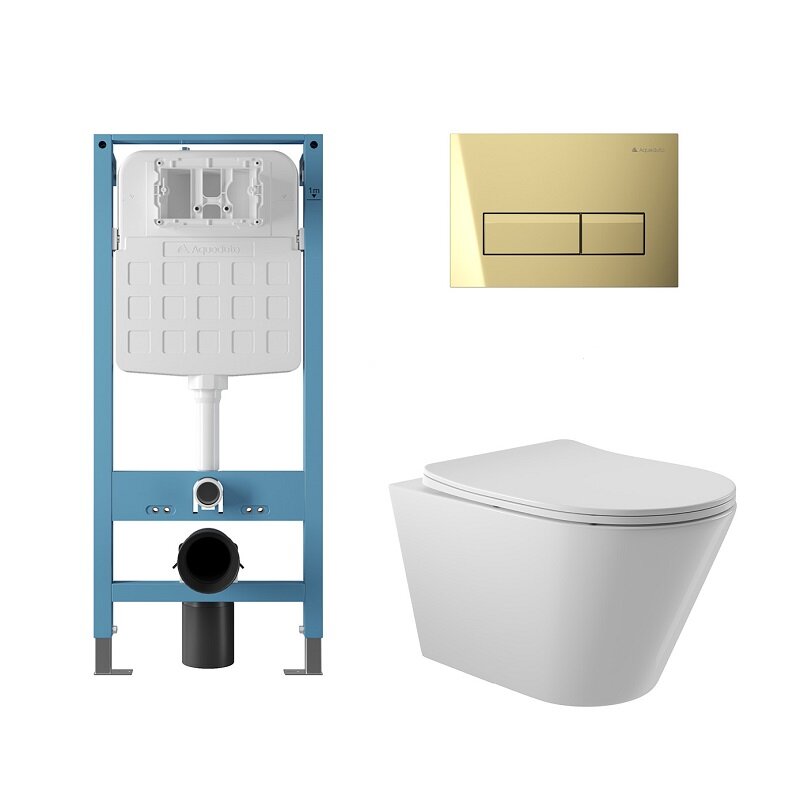 Изображение товара Комплект Aqueduto AQDS352T унитаз Cone Tornado безободковый с микролифтом и инсталляцией