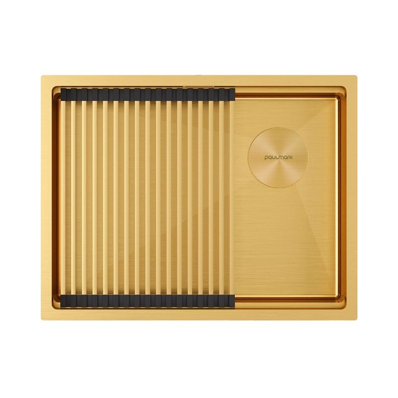 Изображение товара Мойка кухонная Paulmark Next PRO 58 UNI брашированное золото из нержавеющей стали