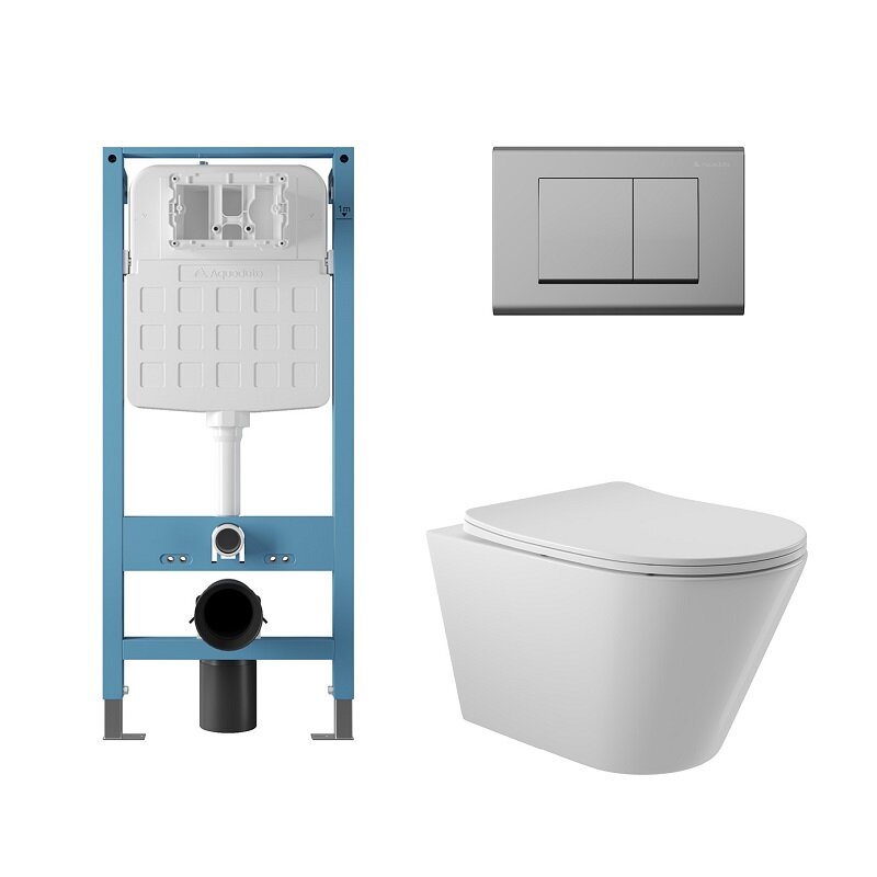 Изображение товара Подвесной безободковый унитаз Cone Tornado с инсталляцией Aqueduto AQDS358T