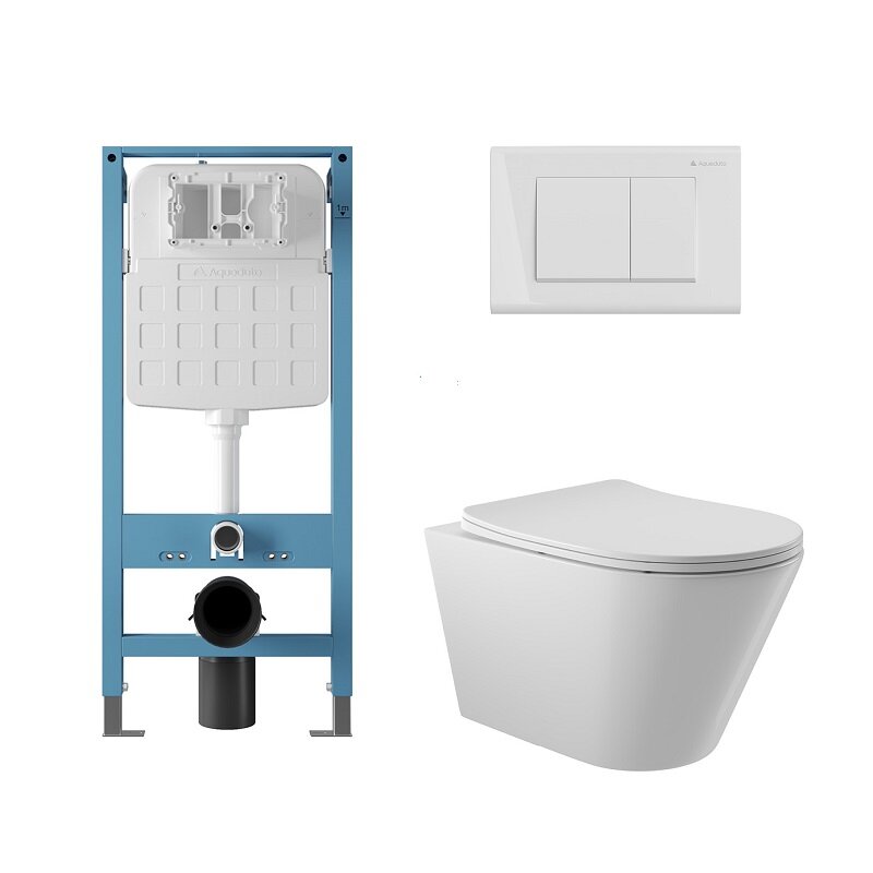 Изображение товара Комплект унитаза безободковый Cone Tornado с инсталляцией Aqueduto AQDS356T