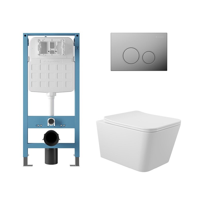 Изображение товара Безободковый унитаз Macio Tornado с микролифтом и инсталляцией Aqueduto AQDS359T