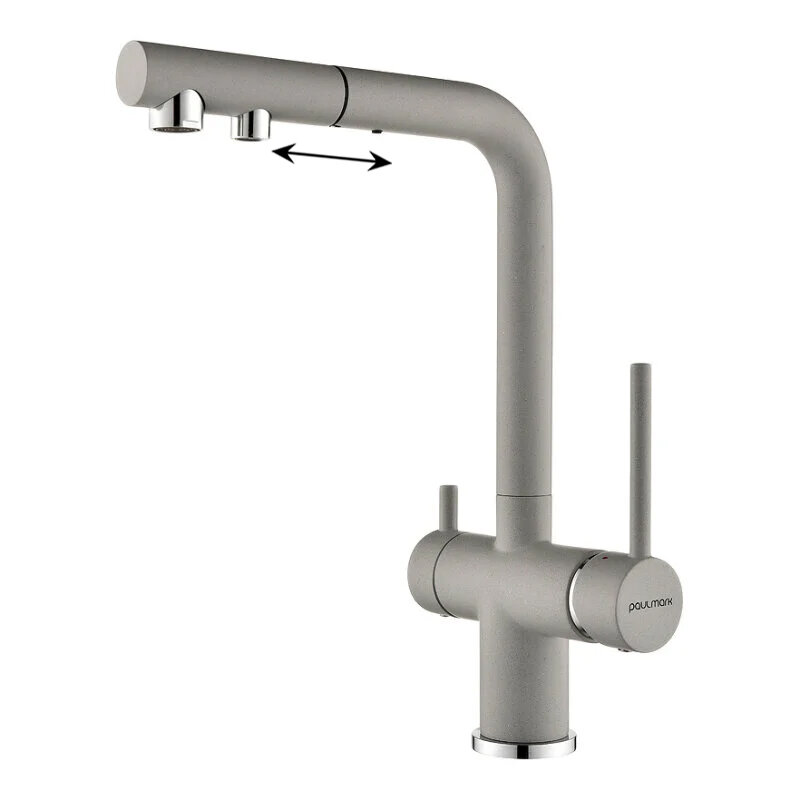 Изображение товара Кухонный смеситель Paulmark Se213222-GRS с подключением к фильтру, серый дым Изображение товара Кухонный смеситель Paulmark Se213222-GRS с подключением к фильтру, серый дым