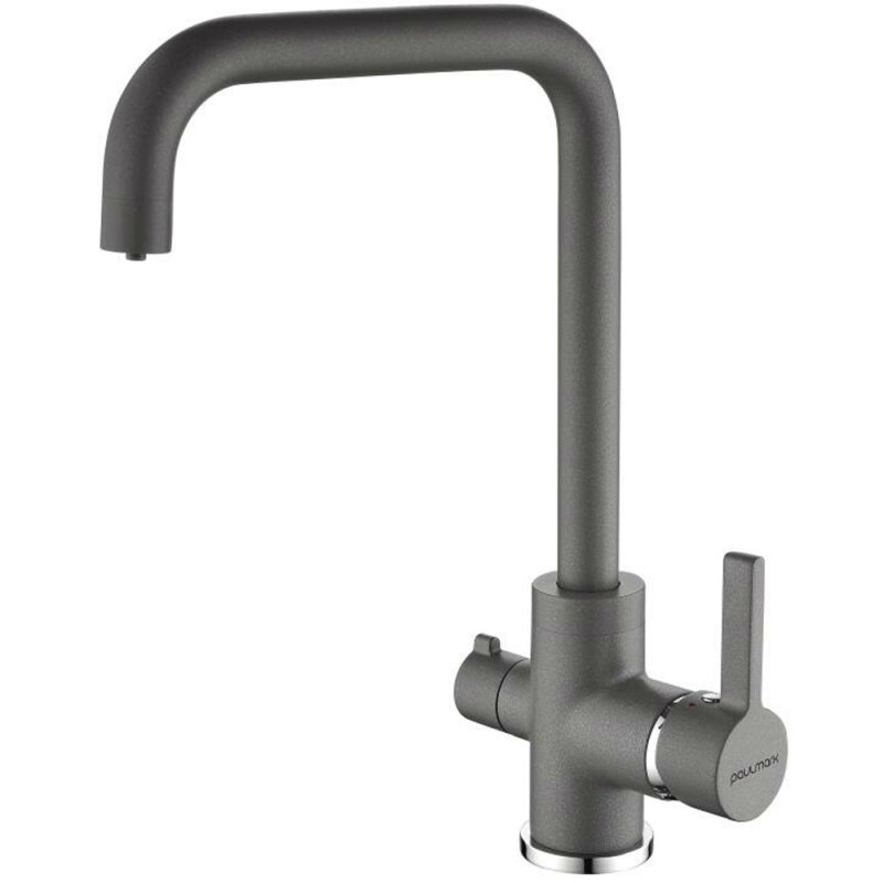 Изображение товара Смеситель кухонный Paulmark Logas для мойки с подключением к фильтру серый металлик