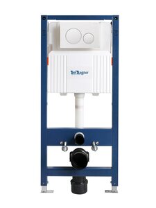 Изображение товара Инсталляция для подвесного унитаза BelBagno BB-101-M-BC, в комплекте с клавишей смыва, белый глянец