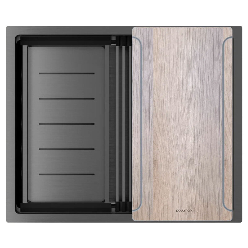 Изображение товара Кухонная мойка Paulmark Multi Sink 58 Uni 58 см с PVD покрытием и трехуровневой конструкцией