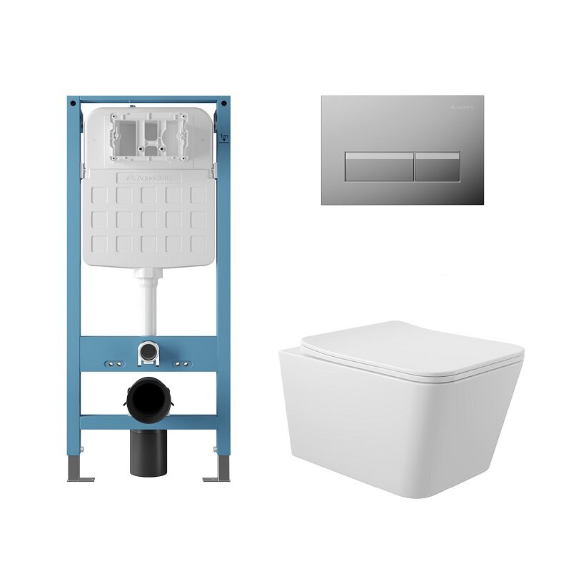 Изображение товара Комплект Aqueduto AQDS370T с безободковым унитазом Macio Tornado и инсталляцией Tecnica Novo