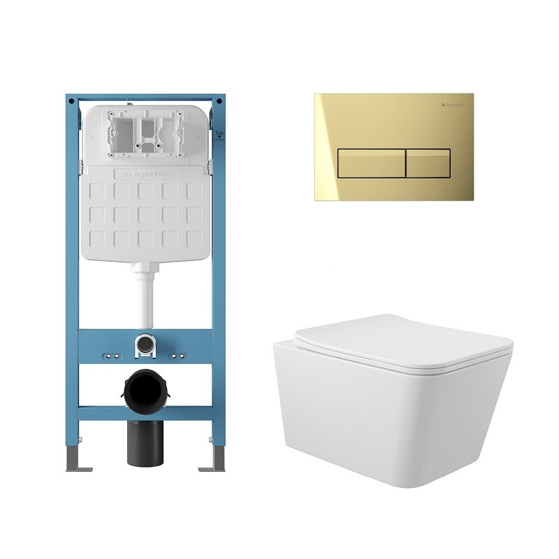 Изображение товара Комплект сантехники Aqueduto AQDS374T с безободковым унитазом и инсталляцией Tecnica Novo