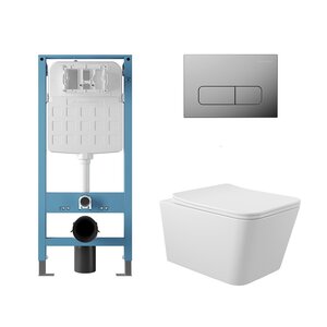 Изображение товара Комплект Aqueduto AQDS375T: инсталляция Tecnica Novo, безободковый унитаз Macio Tornado с сиденьем микролифт, клавиша хром