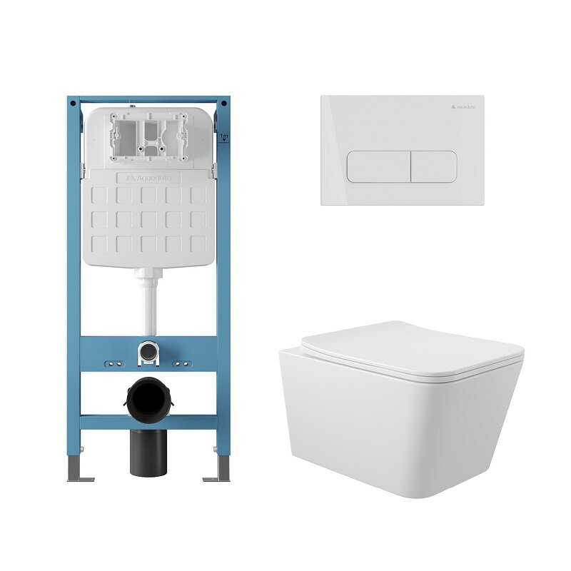 Изображение товара Комплект Aqueduto AQDS376T унитаз безободковый и инсталляция Tecnica Novo