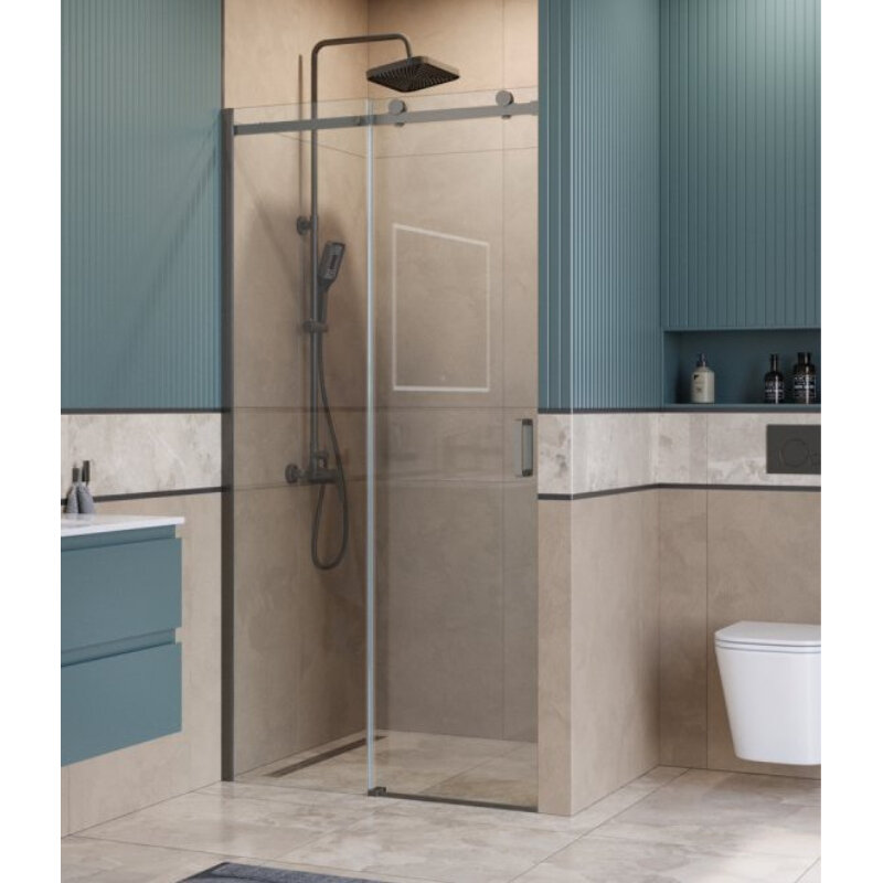 Изображение товара Душевая дверь BelBagno SOFT_CLOSE-2-BF-1-110-C-GM 110 см раздвижная стекло профиль gunmetal