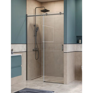 Изображение товара Душевая дверь BelBagno SOFT_CLOSE-2-BF-1-130-C-GM, 130 см, стекло прозрачное, профиль вороненая сталь, gunmetal