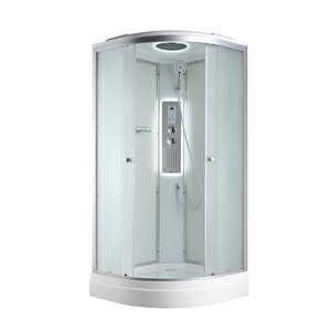 Изображение товара Душевая кабина AvaCan C2010LED 78300, 100 x 100 см, LED подсветка, с крышей, поддон низкий, стекло матовое, профиль хром