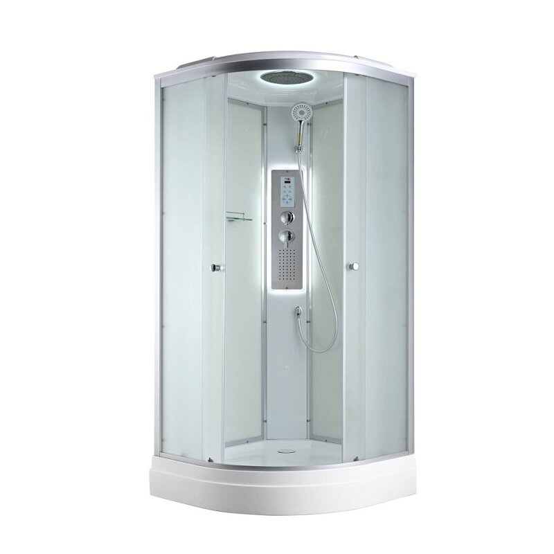 Изображение товара Душевая кабина AvaCan C2010LED 78300, 100 x 100 см, LED подсветка, с крышей, поддон низкий, стекло матовое, профиль хром